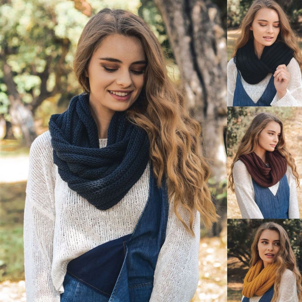 Classic Rib Knit Infinity Scarf